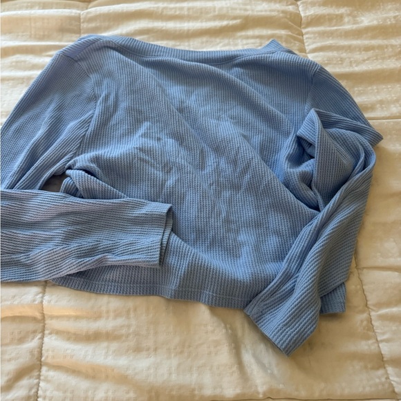 PacSun Basics Blue Waffle Knit Long Sleeve - Picture 2 of 3